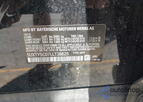 2020 BMW X3 xDrive30I z USA, uszkodzony, nr VIN 5UXTY5C07LLT38625